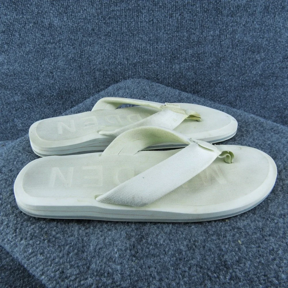 Madden Beachy Men Flip Flop Sandals Off White Synthetic Slip On‎ Size 9 Medium